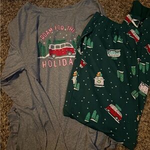 Holiday Pajama Set - Gray and Green